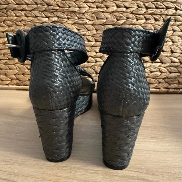 NIB! On 34th Women's Nihari Knot Wedge Sandals - Black Raffia - Picture 7 of 8